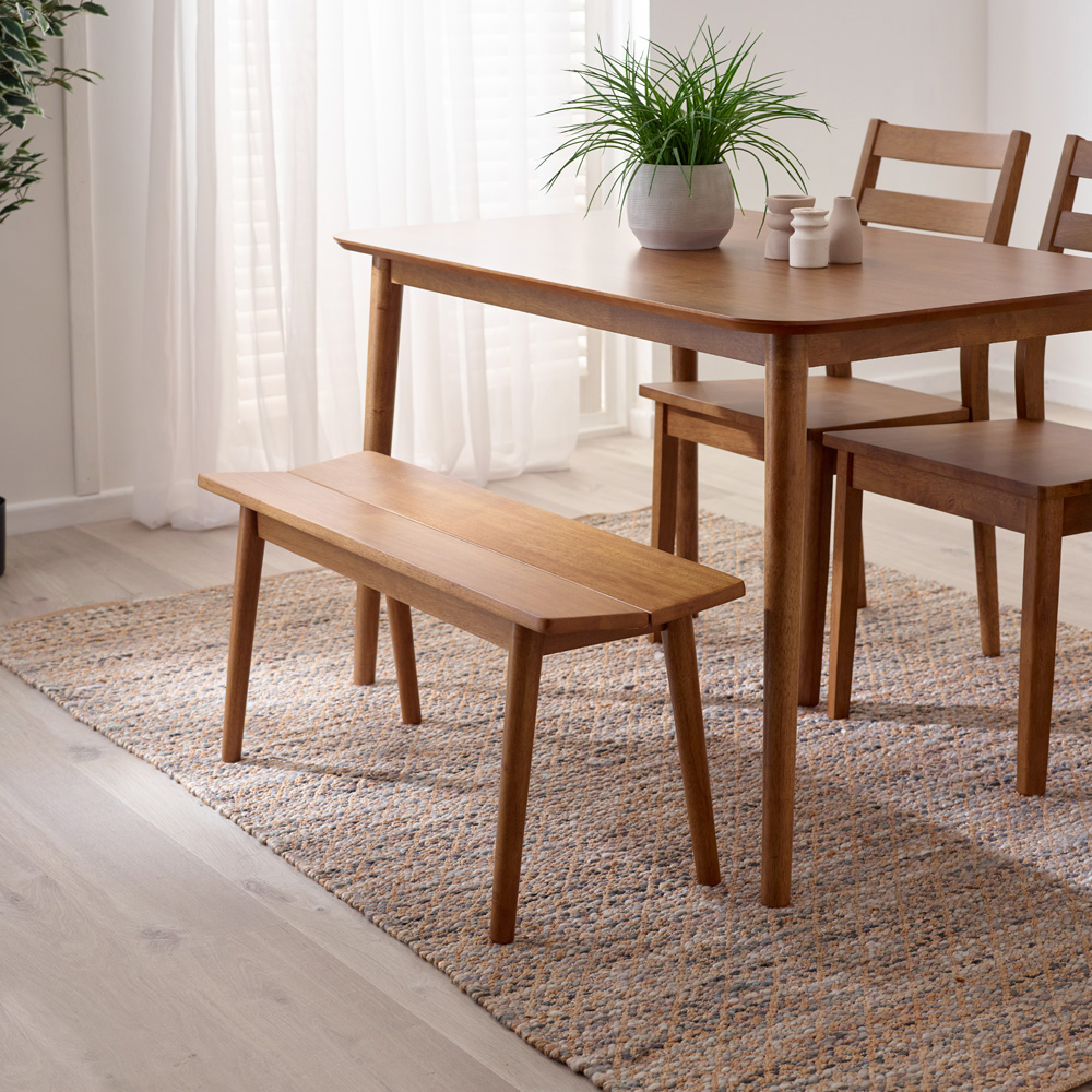 Furniturebox Lymington 4 Seater Wooden Dining Set with Bench Walnut Effect Image 9