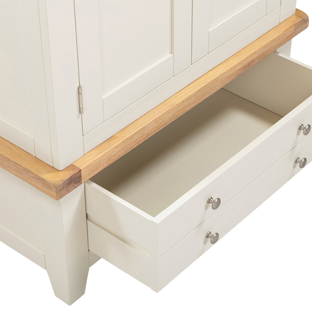 Seconique Windsor 2 Door Single Drawer Ivory and Oak Wardrobe Image 6