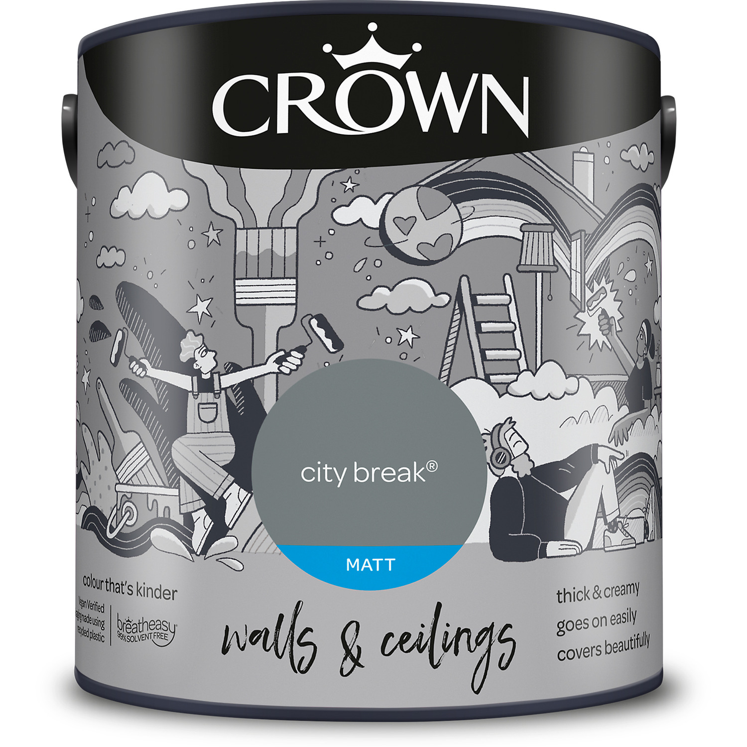 Crown Wall & Ceilings City Break Matt Emulsion 2.5L Image 2
