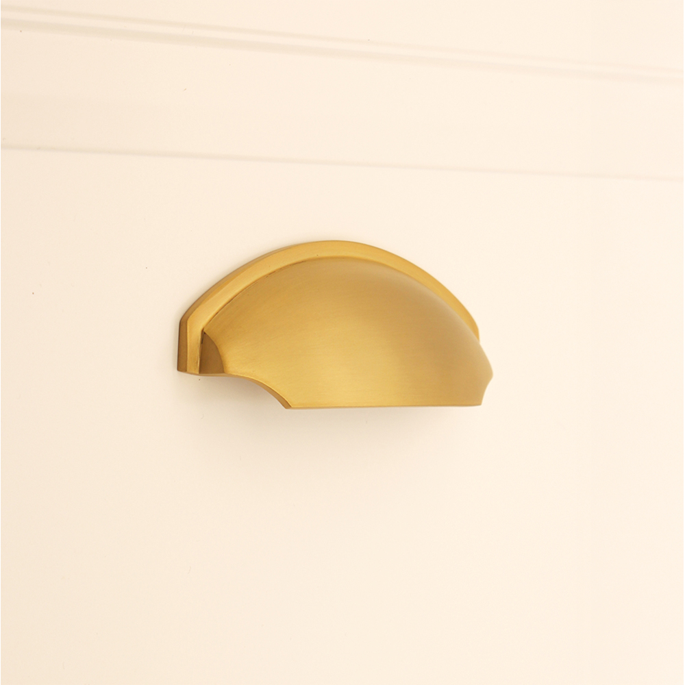Spira Brass Tulip Satin Brass Cup Pull Drawer Handle Image 3