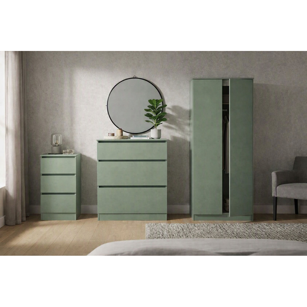 Crowndale Eden 3 Piece Reed Green Bedroom Furniture Set Image 9