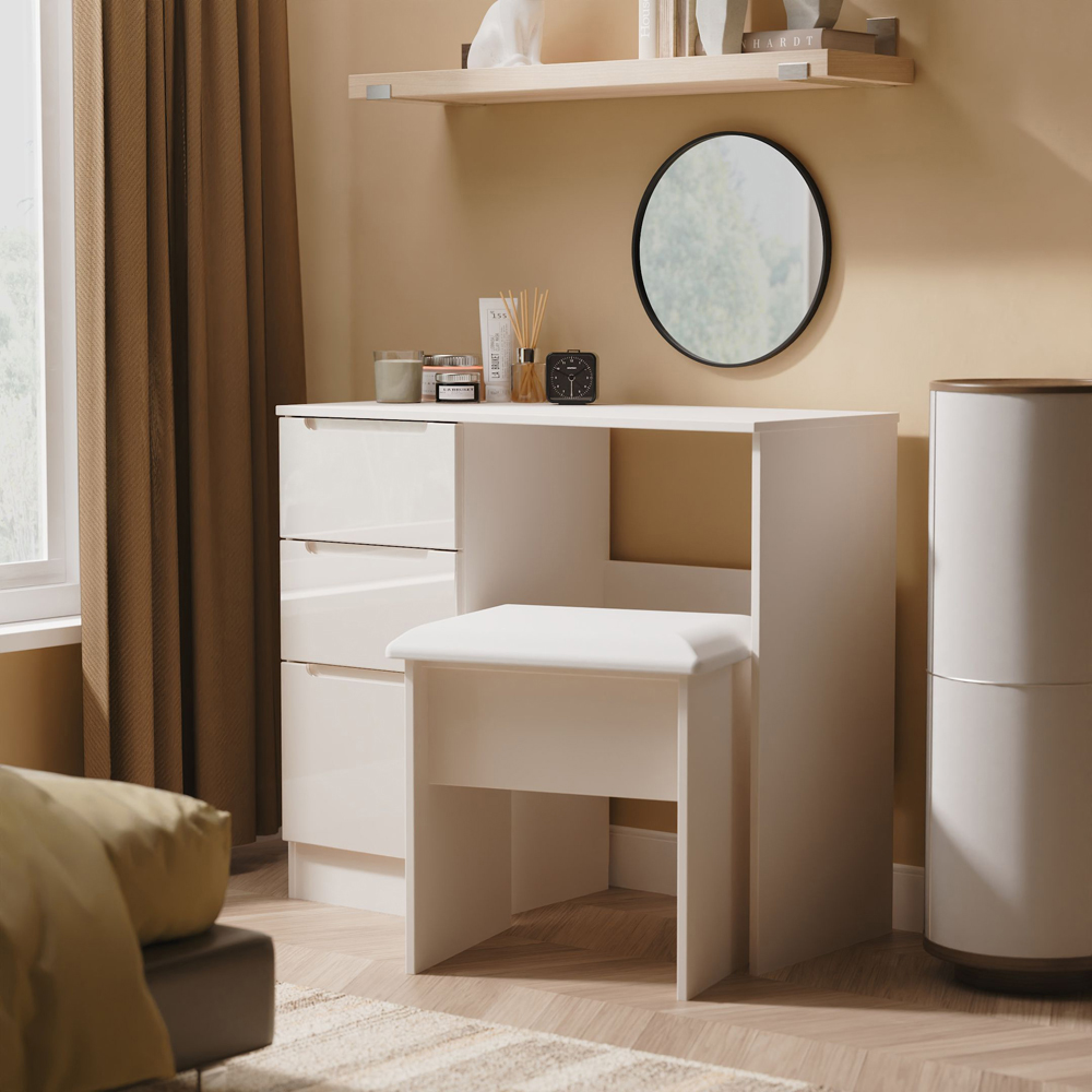 Crowndale Milan 3 Drawer Kashmir Gloss and Kashmir Dressing Table Ready Assembled Image 7