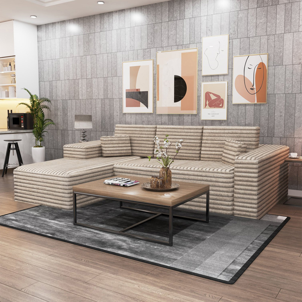 M N Furniture Smart 3 Seater Camel Left Hand L-Shape Corner Sofa Image 4