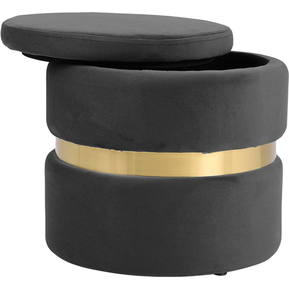 Living and Home Grey Flannel Upholstered Storage Ottoman Image 4