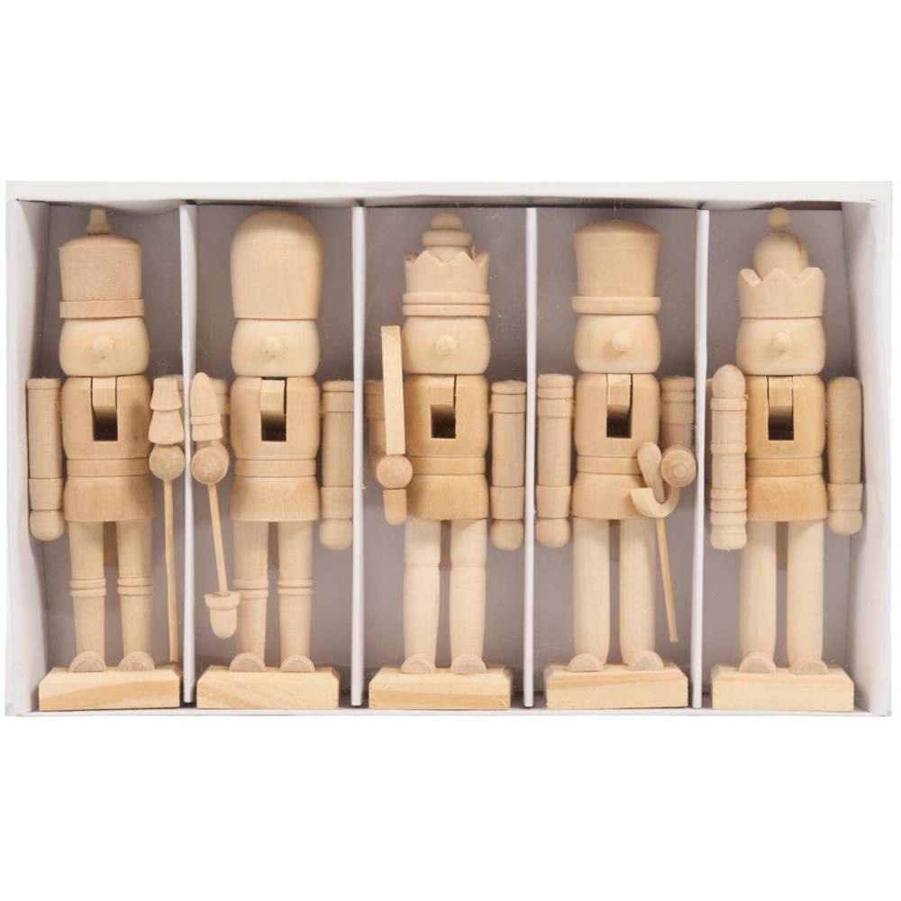 Pack of 5 Wooden Nutcrackers Natural Image 2