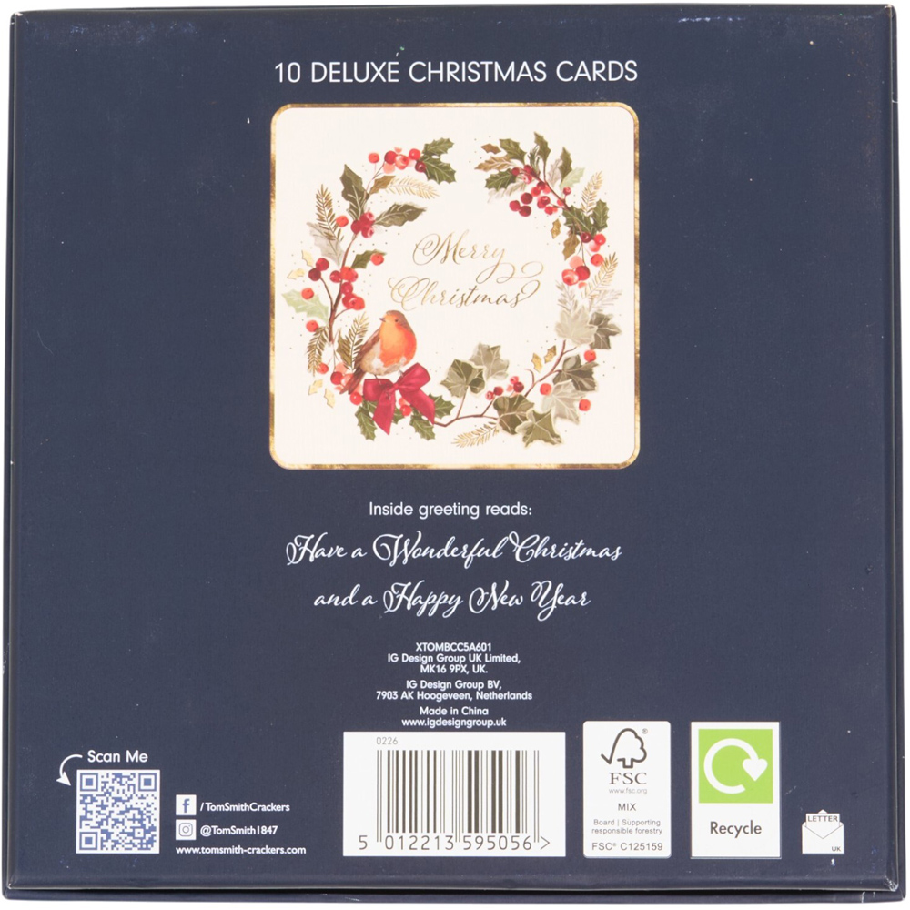 Pack of 10 Robin Wreath Cards Image 2