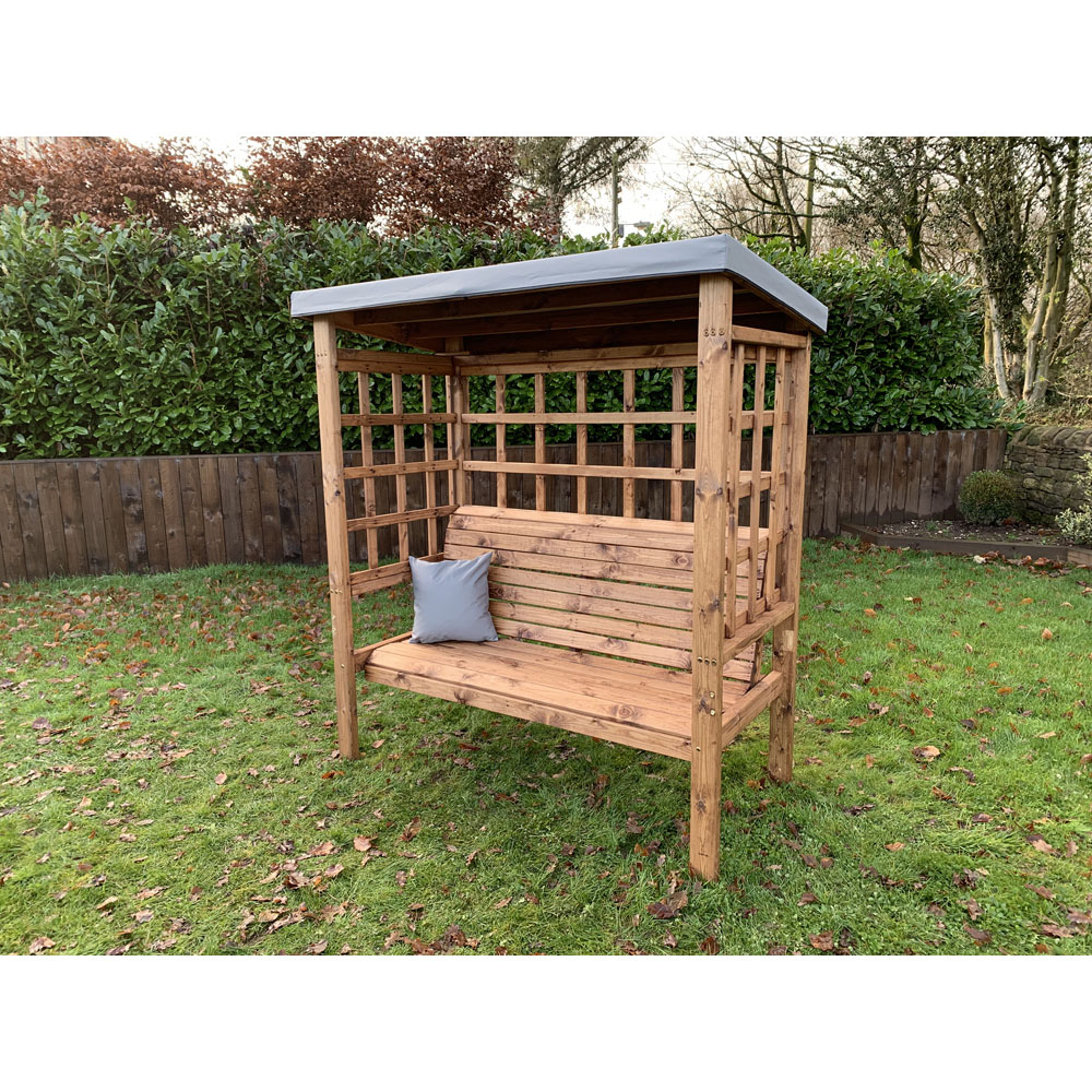 Charles Taylor Bramham 3 Seater Wooden Arbour with Grey Canopy Image 8