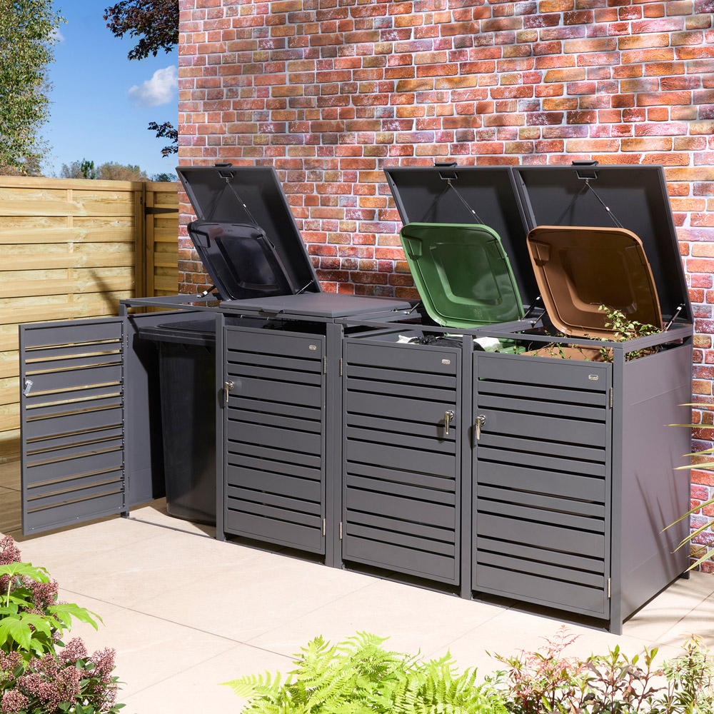 Rowlinson Chelsea Anthracite 4 Wheelie Bin Store Image 2
