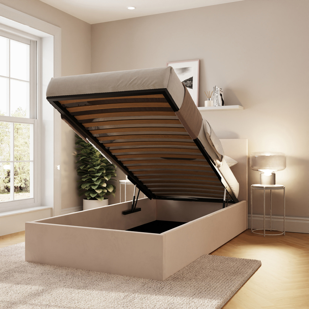 GFW Single Natural Velvet End Lift Ottoman Bed Image 8