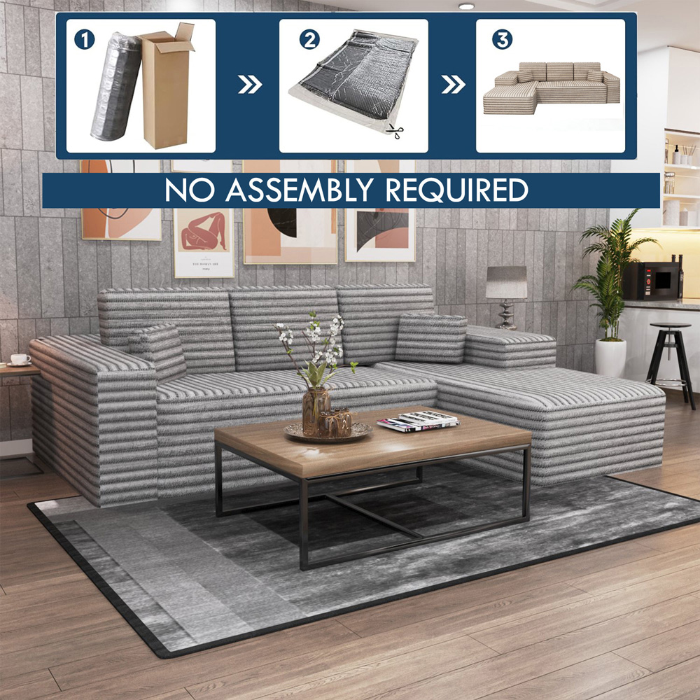 M N Furniture Smart 3 Seater Grey Right Hand L-Shape Corner Sofa Image 6