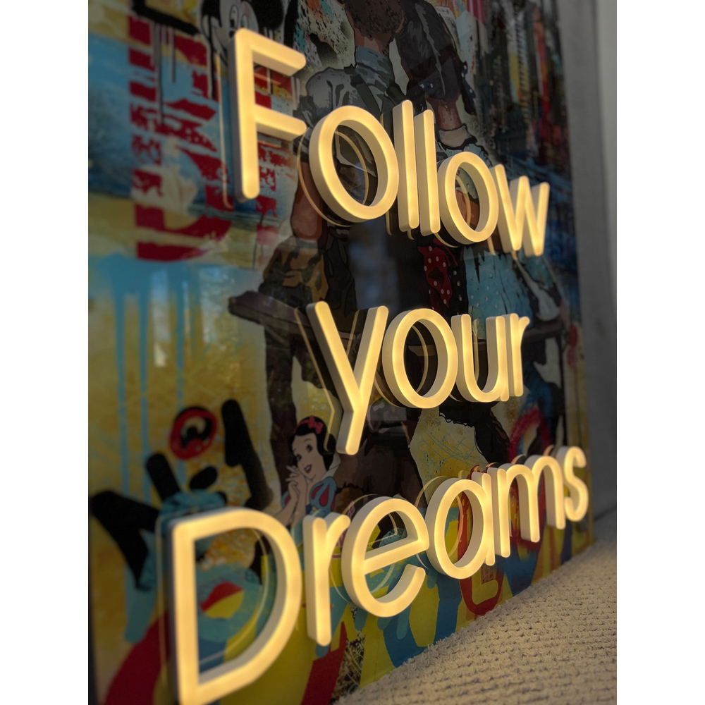 Splashbax Follow Your Dreams Unframed LED Neon Wall Art Image 3