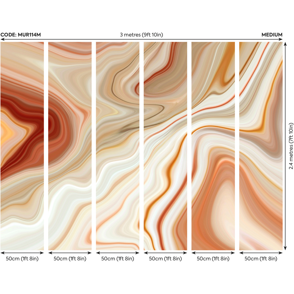Origin Murals Marbled Ink Orange Wall Mural Image 3