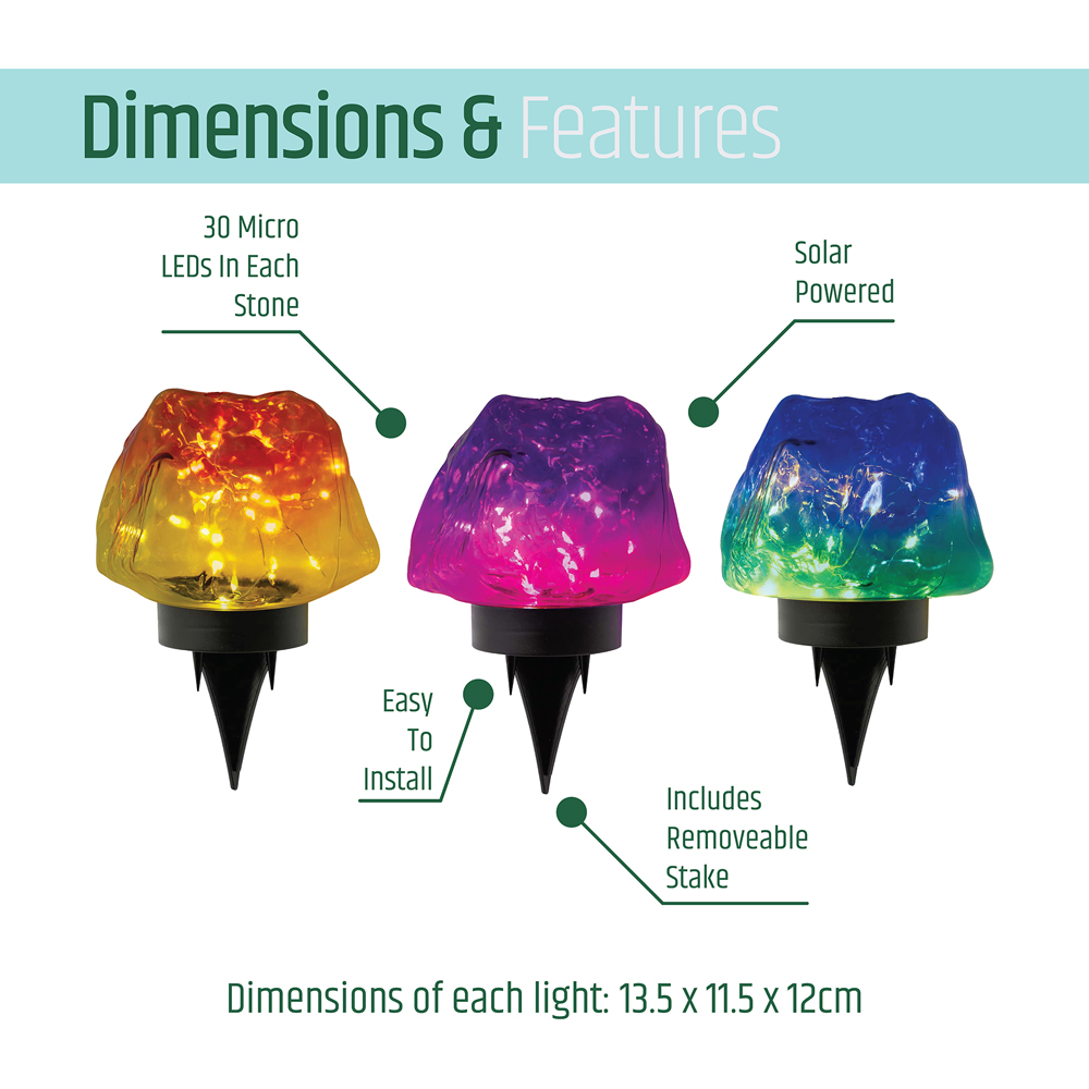 Gardenkraft Solar Rock Stone Light 3 Pack Image 8