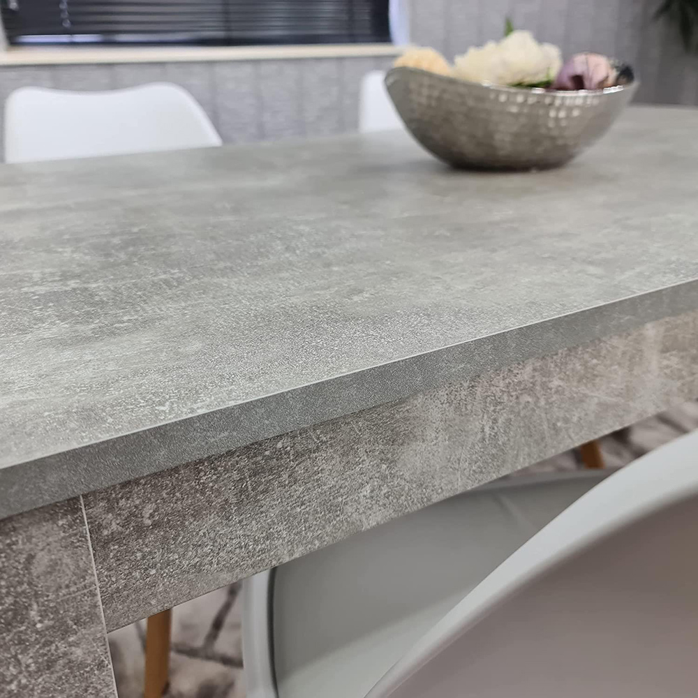 Portland Plastic Leather 4 Seater Dining Set Stone Grey and White Image 4