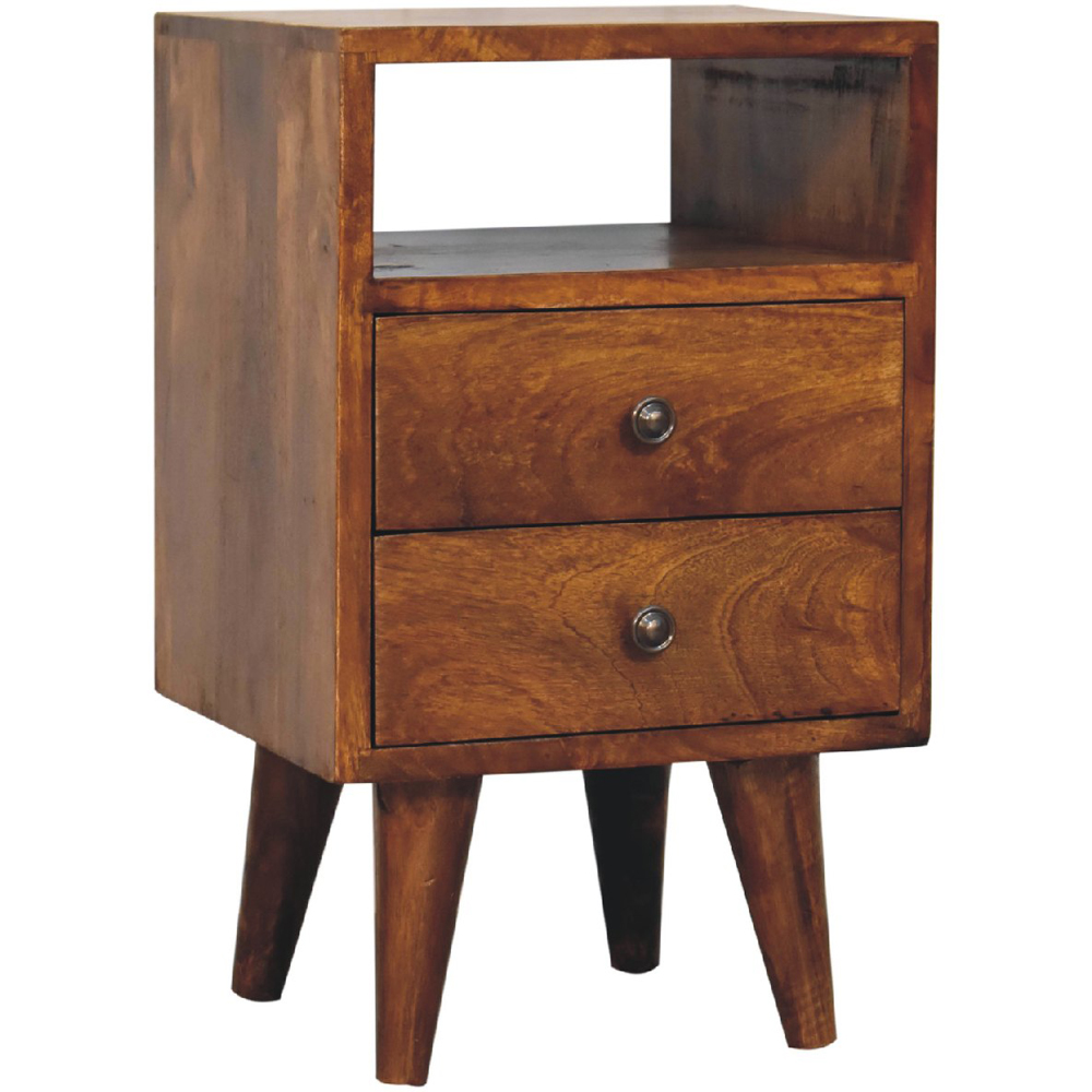 Artisan Furniture Chestnut 2 Drawer Single Shelf Solid Wood Mini Classic Bedside Table Image 4