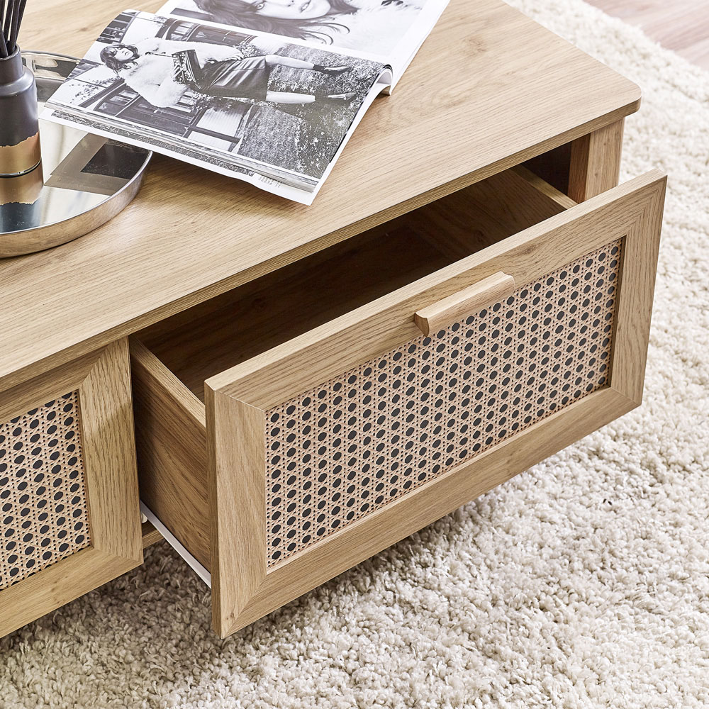 Julian Bowen Sydney 2 Drawer Rattan Effect Coffee Table Image 5