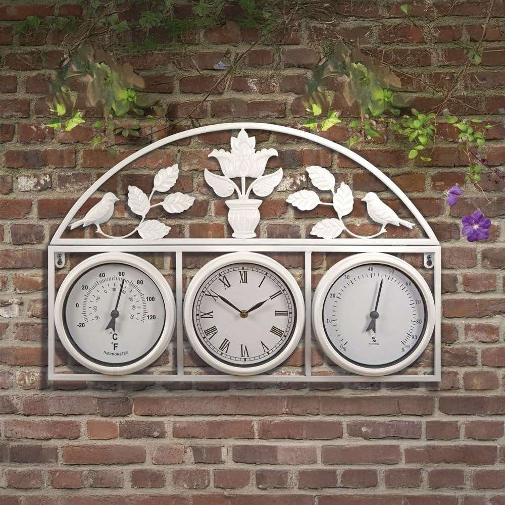 Garden Gear Cream Wall Clock and Weather Station Image 2