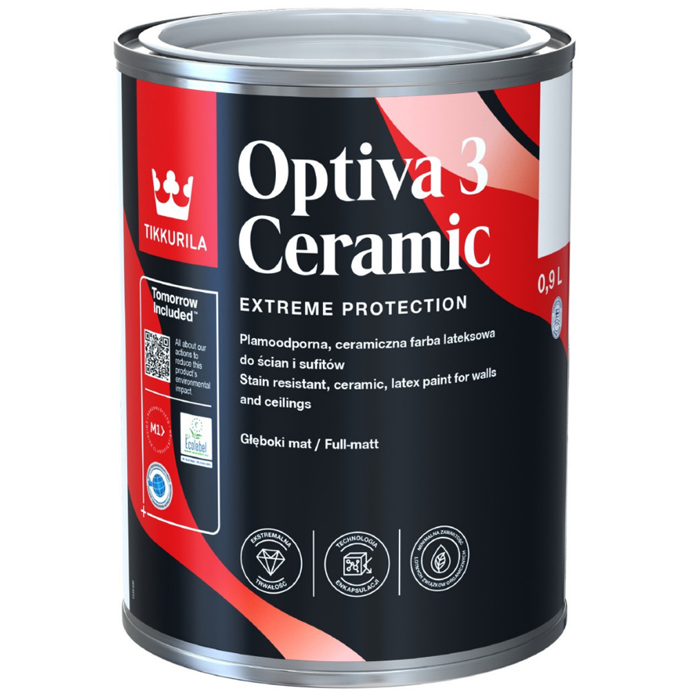 Tikkurila Optiva 3 Ceramic Ducato L392 Walls and Ceilings Stain-Resistant Full Matt Emulsion 1L Image 2