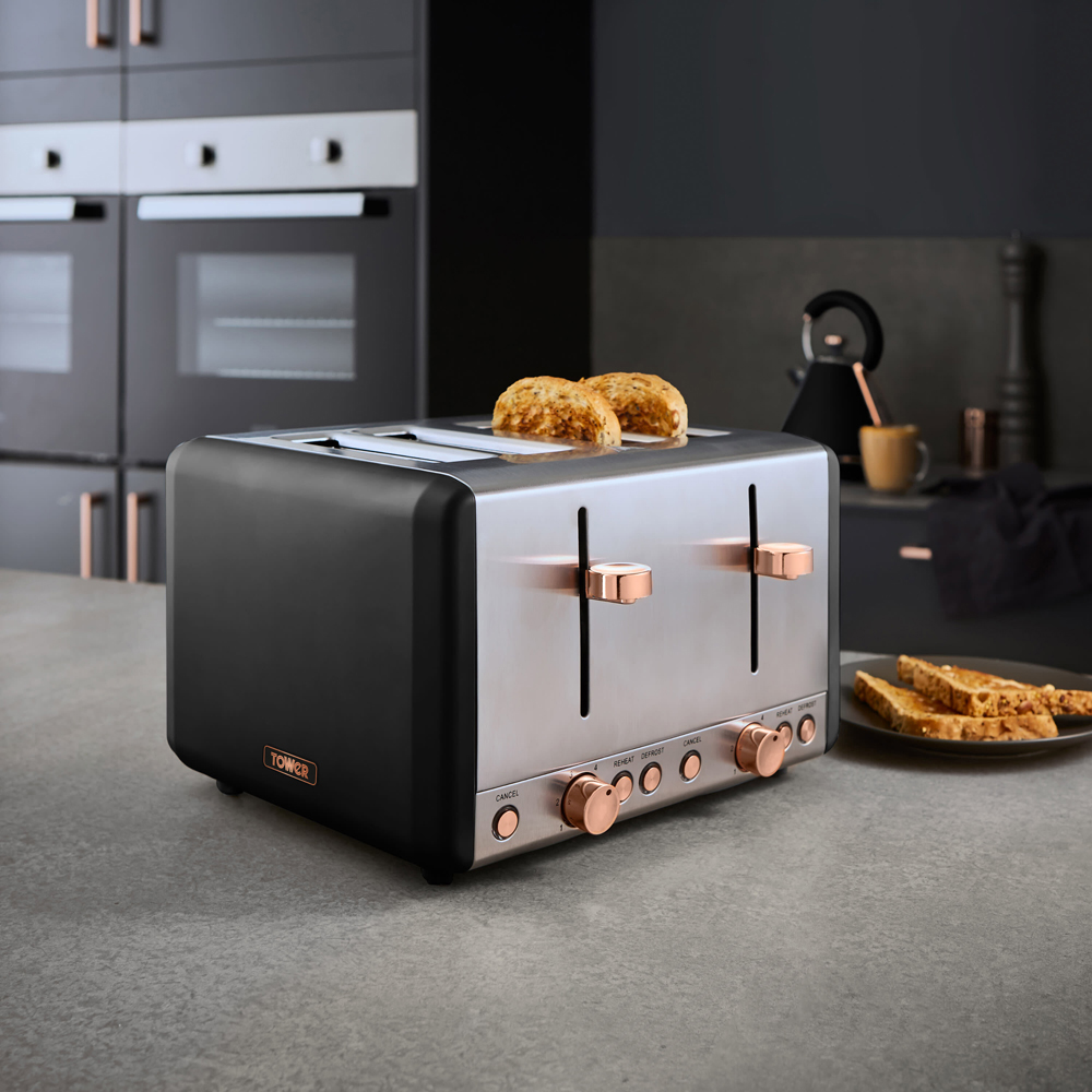 Tower Cavaletto EEJB226 Black Kettle 1.7L and 4 Slice Toaster Image 2