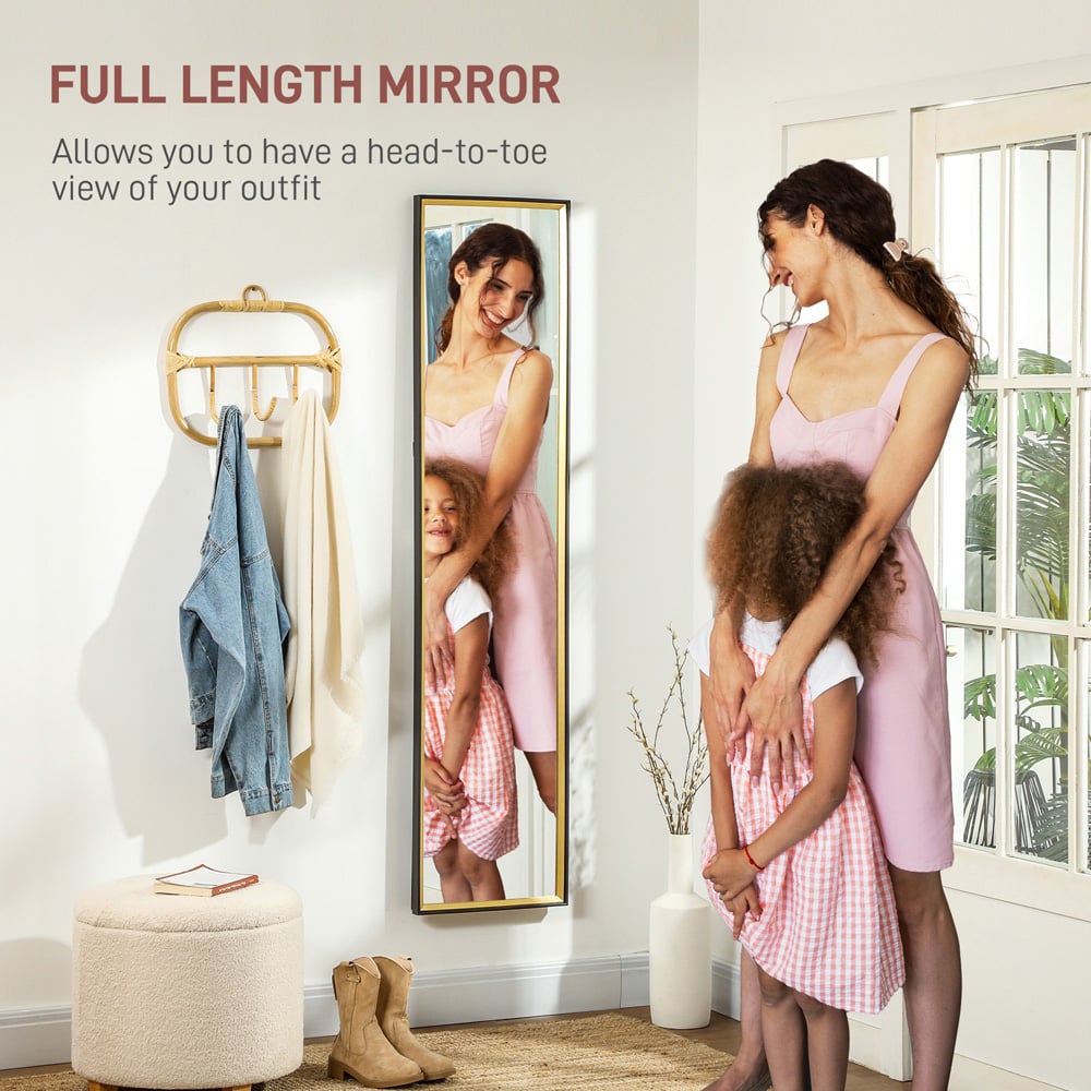 Portland Black Full Length Mirror 157 x 37cm Image 5