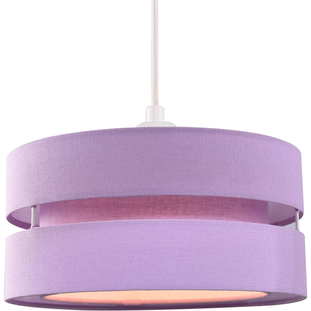 Happy Homewares 3 Tier Lilac Linen Fabric Pendant Shade Image 2