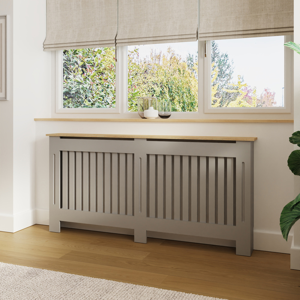 GFW Longslow Sleek Grey Vertical Slat Radiator Cover XL Image 2