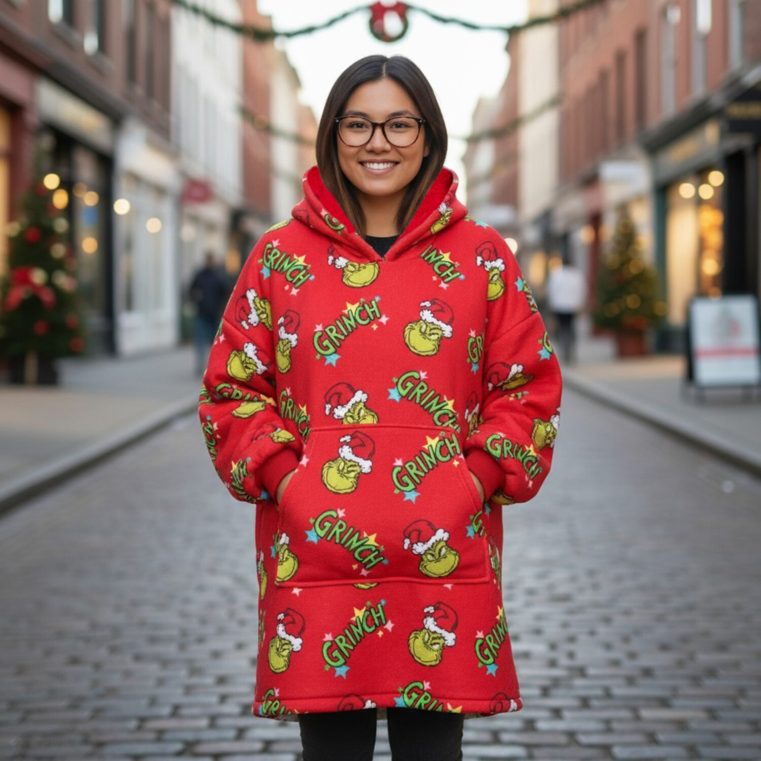 The Grinch Fleece Hoodie Red 77cm Image 7