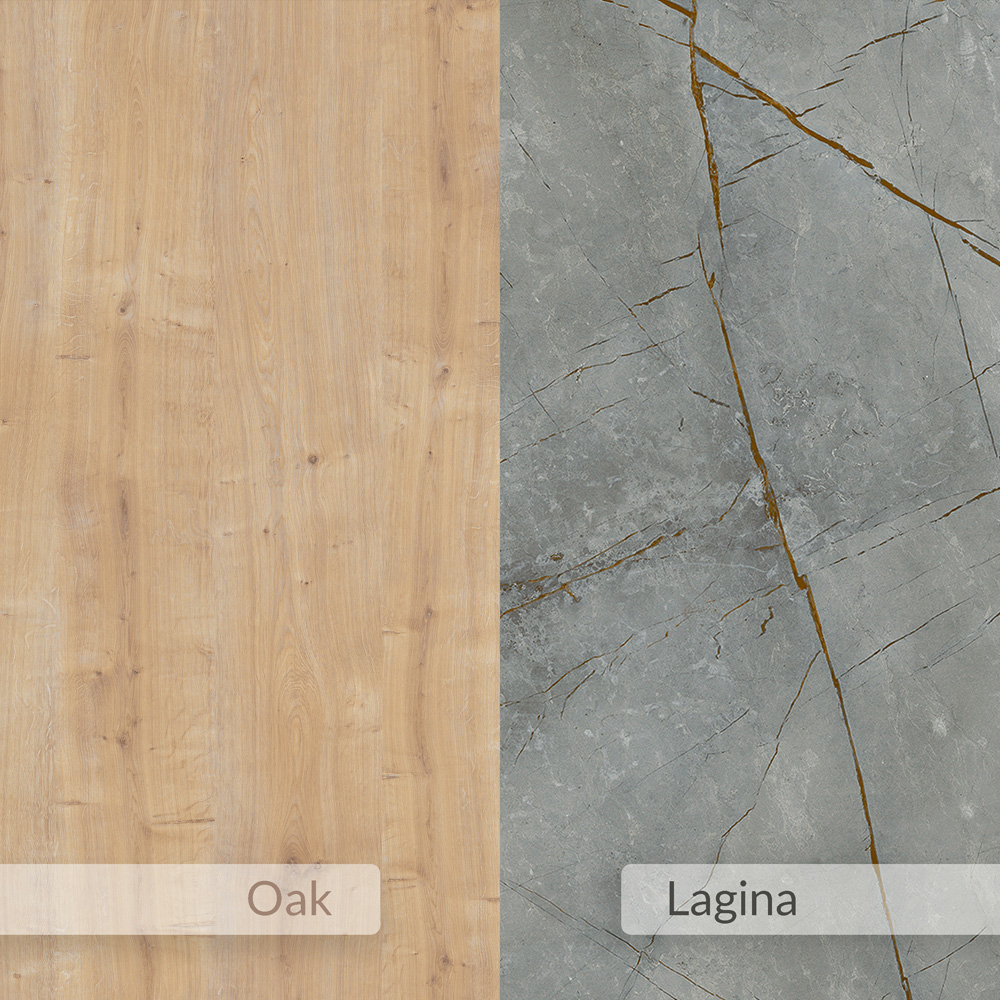 Decortie Avien 3 Drawer Single Door Sapphire Oak Makeup Vanity Table with LED Mirror Image 7