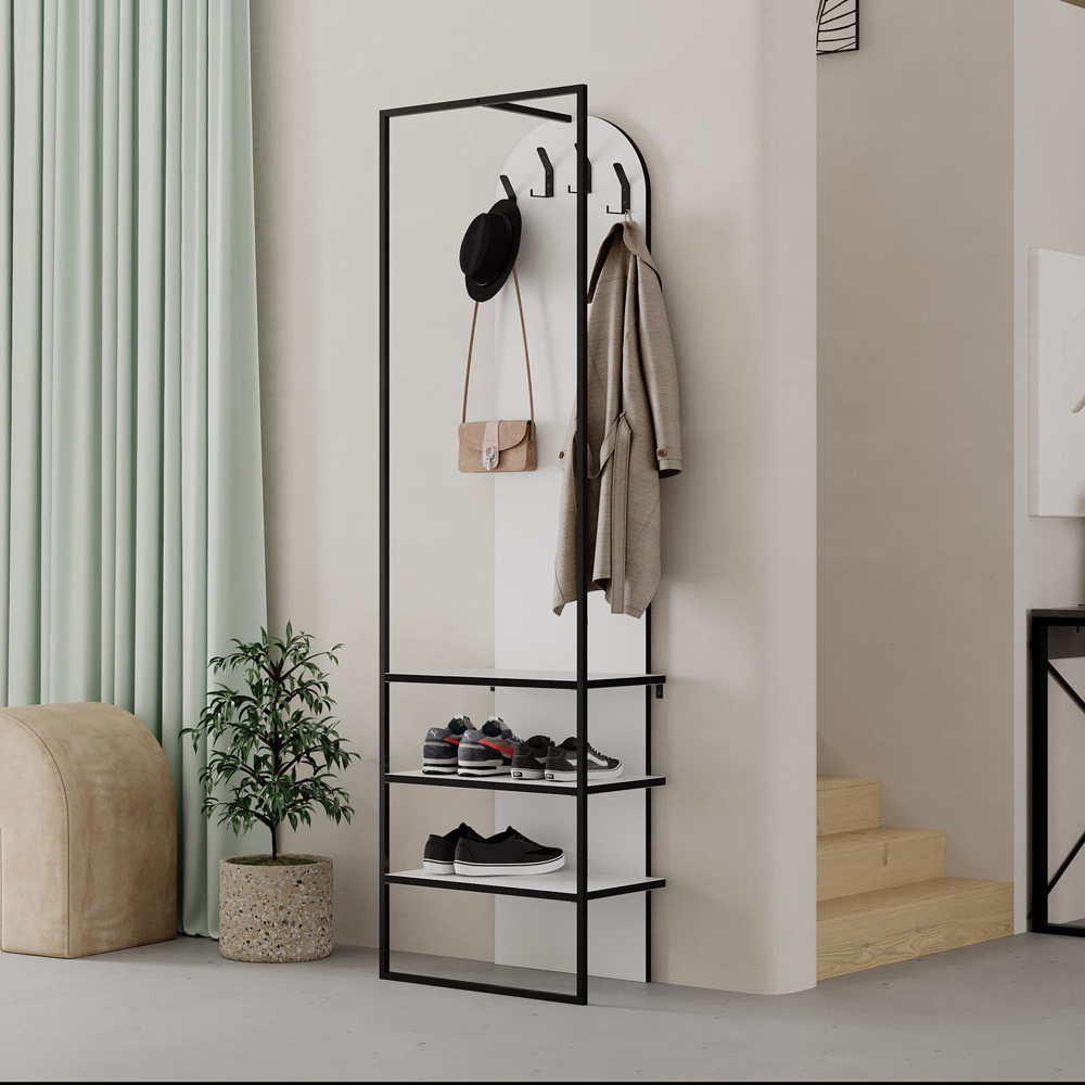 FWStyle Archy 3 Shelf Anthracite Hallway Coat and Shoe Storage Rack Image 5