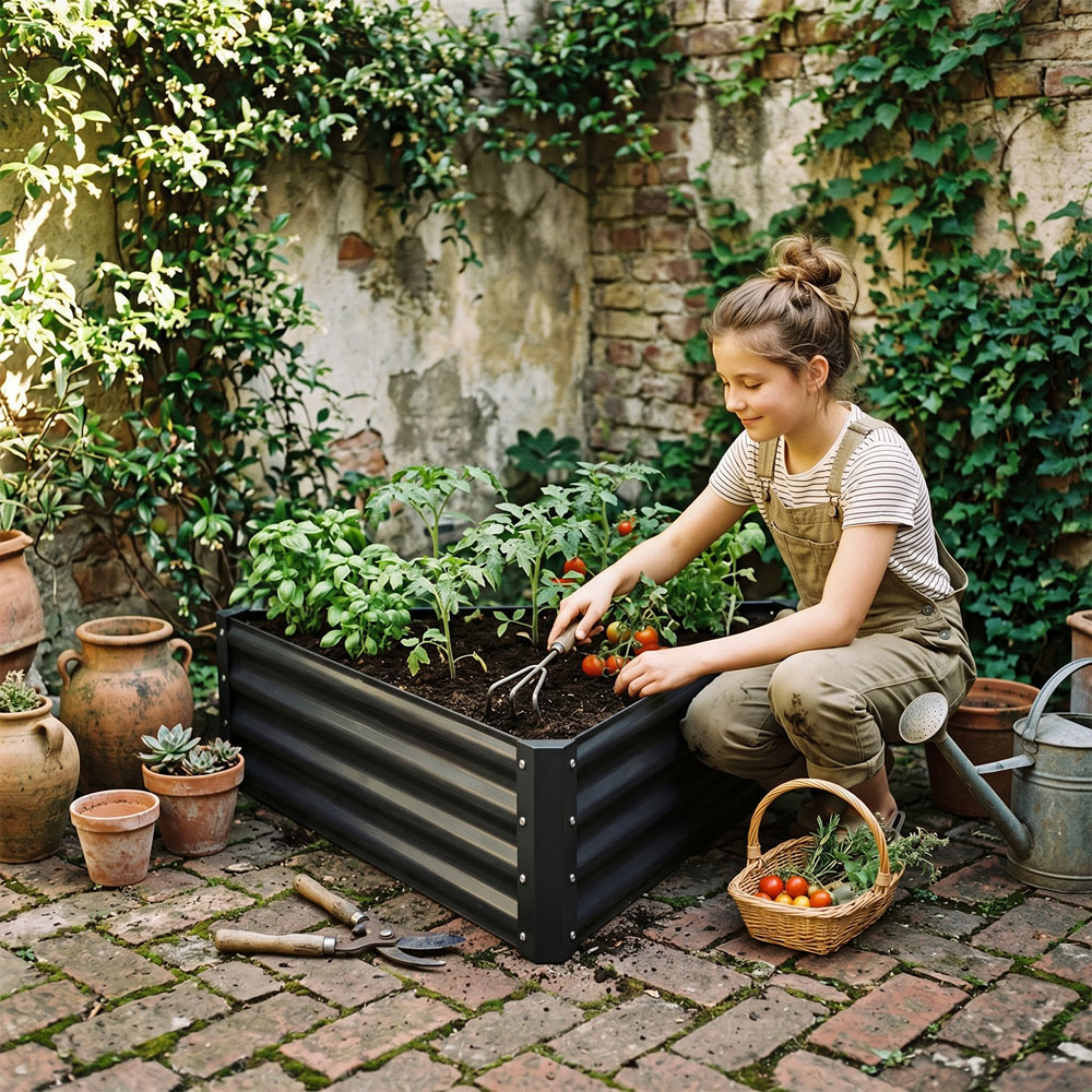 Living and Home Triangular Galvanised Steel Raised Garden Bed 29 x 92cm Image 7