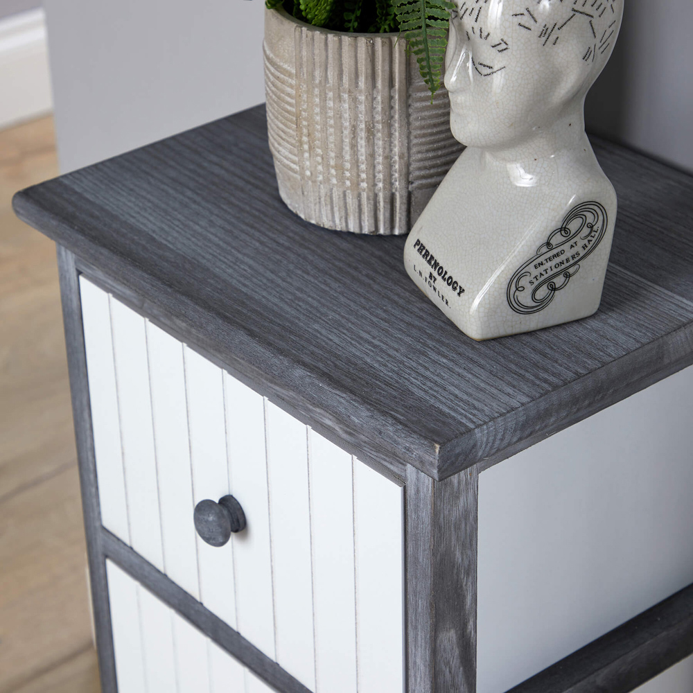 Home Source Mosbach 3 Drawer Grey Washed and White Solid Wooden Storage Unit Image 3