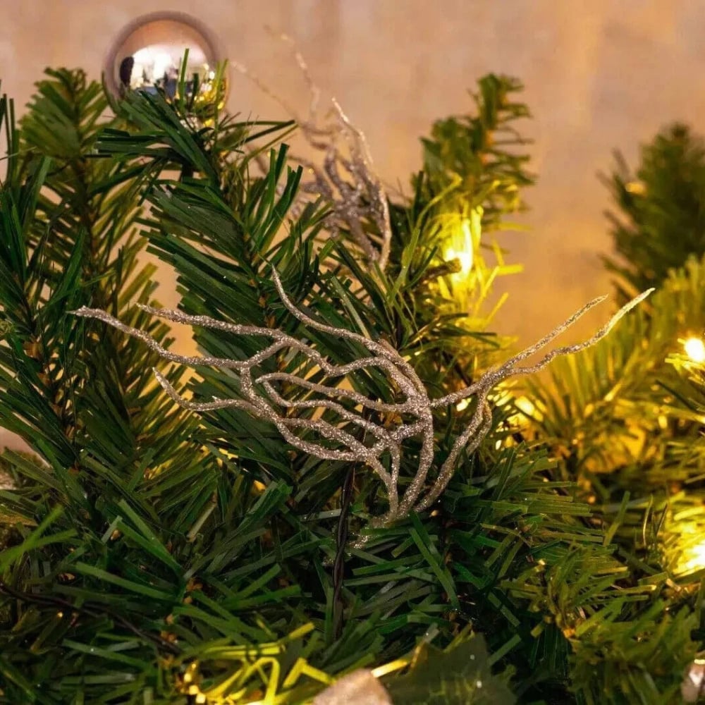 Marco Paul Pine Effect Artificial LED Christmas Garland with Silver Baubles 270cm Image 4