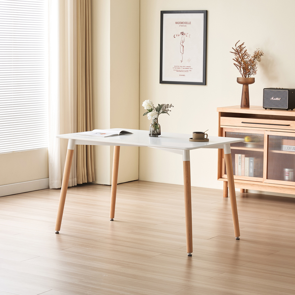 Comfy Living 4 Seater Rectangular Dining Set White and Black Image 7