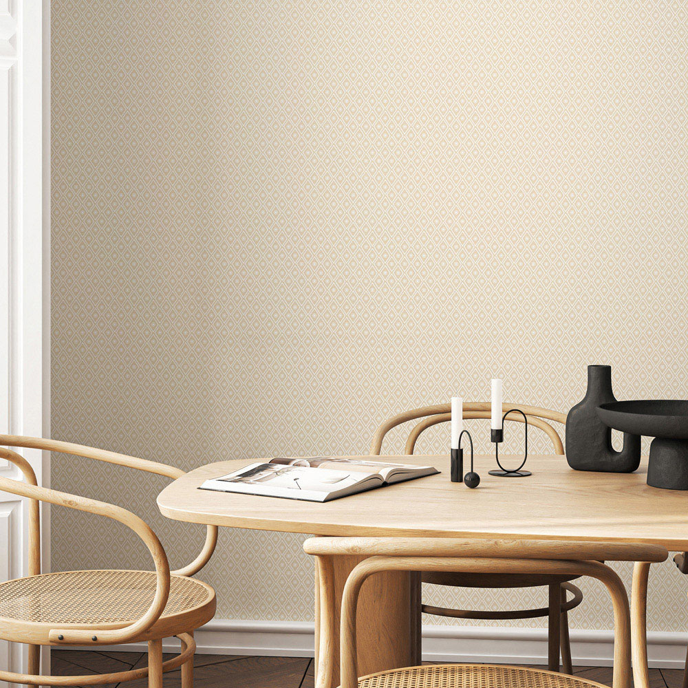 Hoopla Walls Purity Ditsy Diamond Cream Wallpaper Image 2