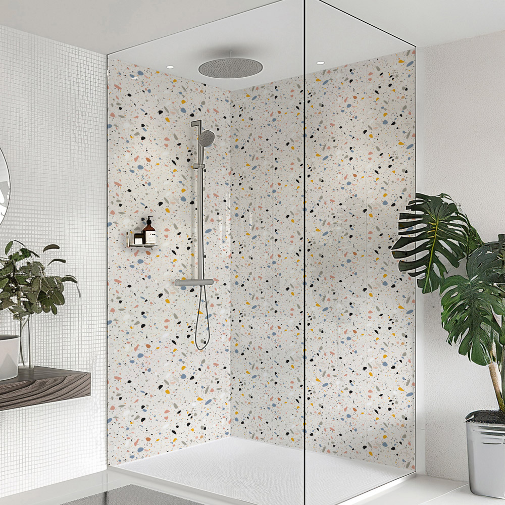 Splashbax Premium Artisan Terrazzo Pastel Di Bond Shower Panel 2400 x 800mm Image 1