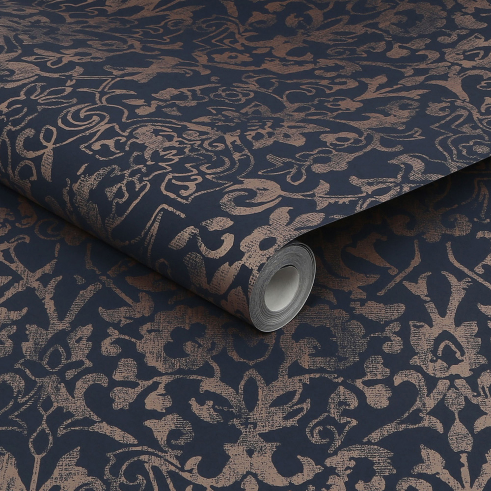 Next Majestic Damask Navy Wallpaper Image 2