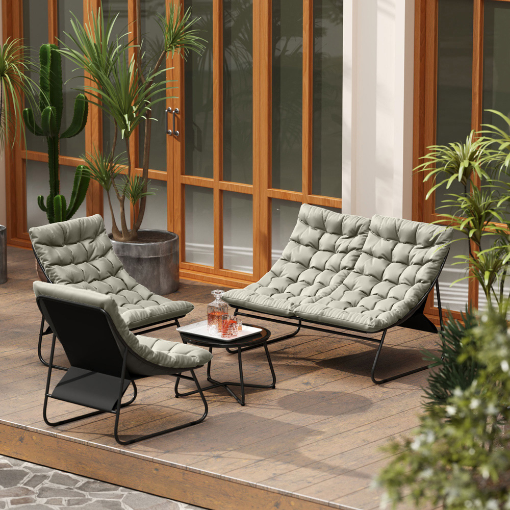 Outsunny 4 Seater Light Grey Garden Sofa Set Image 4