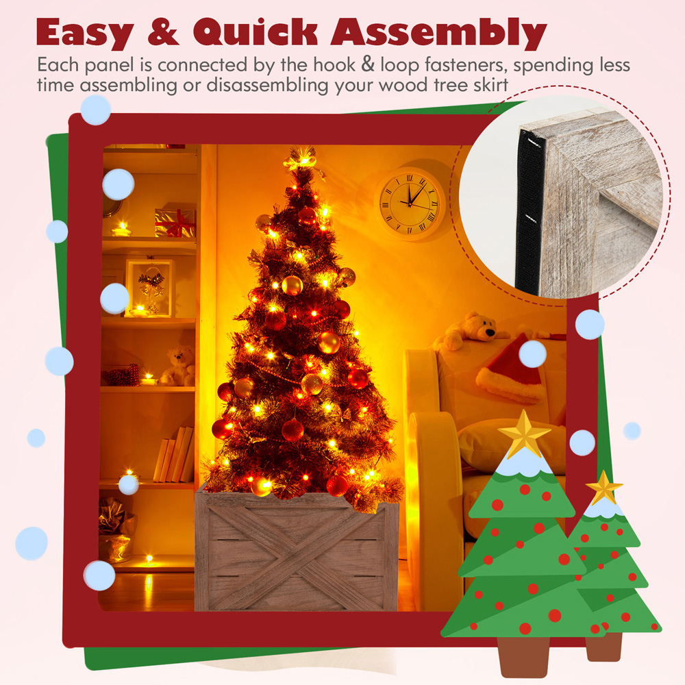 Costway Brown Christmas Tree Box Stand Small Image 7