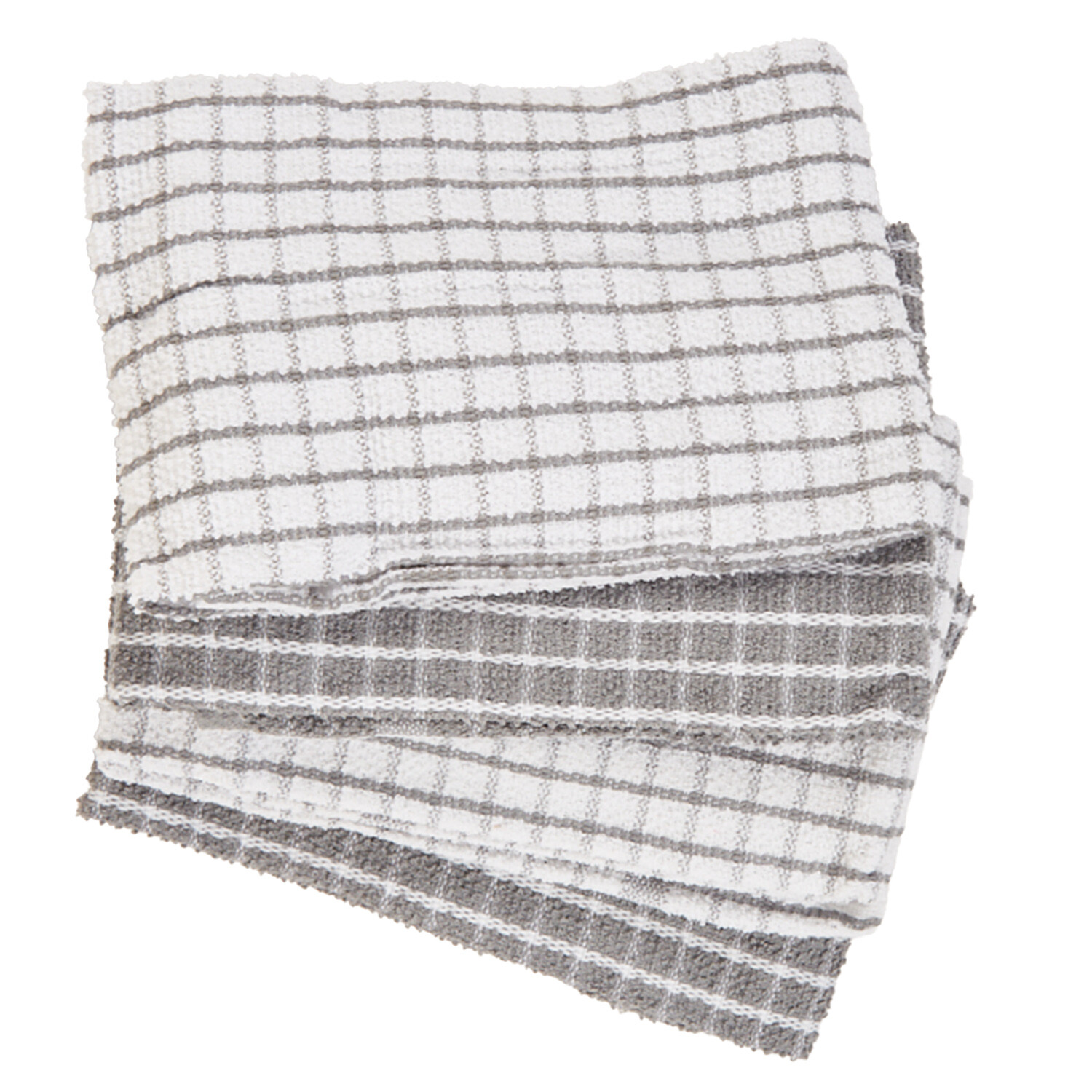 Pack of 4 Check Terry Tea Towels - Grey Image 3