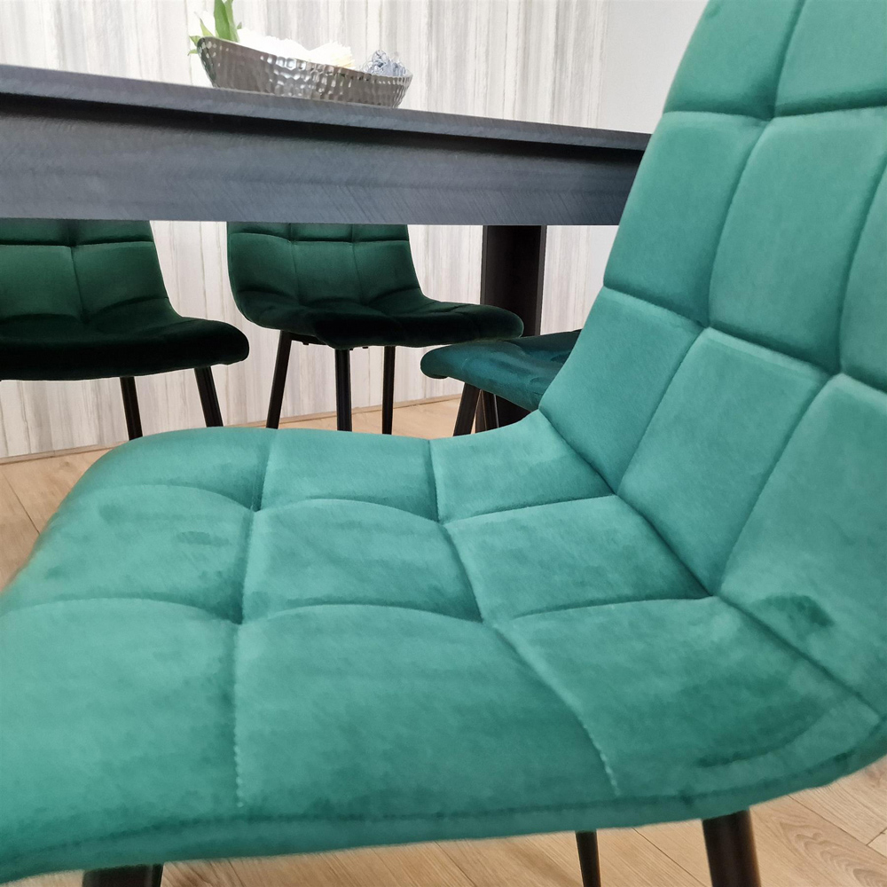 Portland 4 Seater Dining Set Dark Grey and Green Image 7