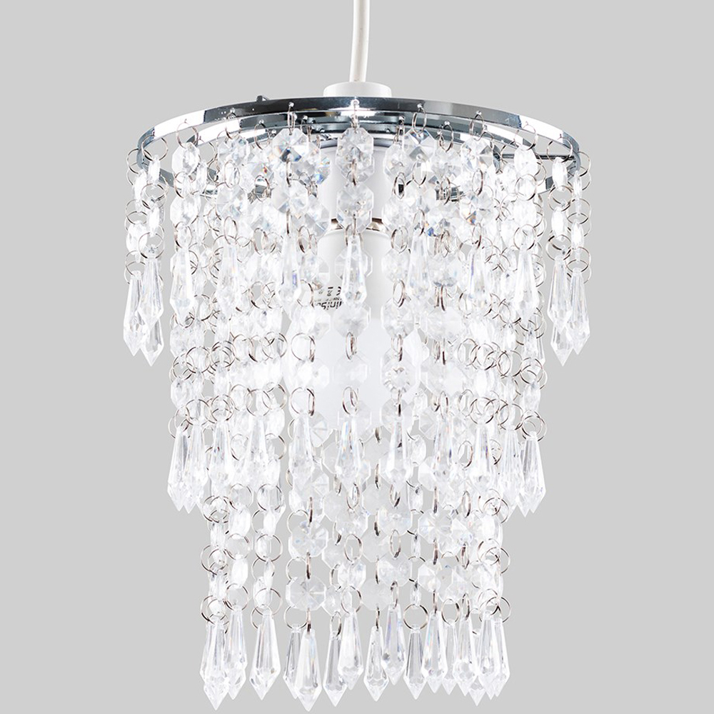 ValueLights 3 Tier Clear Acrylic Bead Droplet Ceiling Lamp Shade Image 3