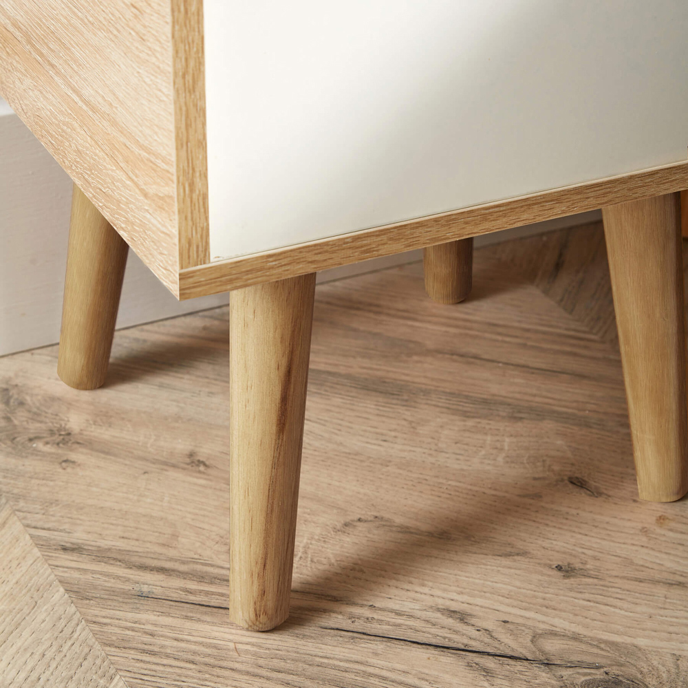 Home Source Boden 2 Drawer White and Oak Bedside Table Image 4