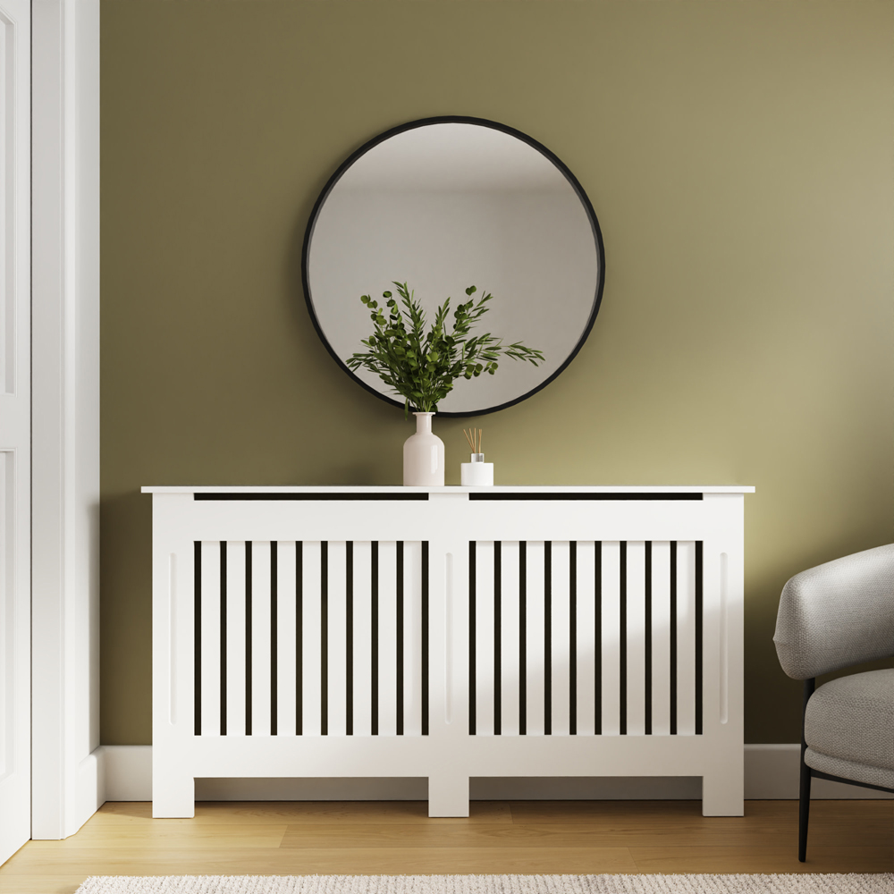 GFW Harrison White Open Slat Radiator Cover Large Image 2