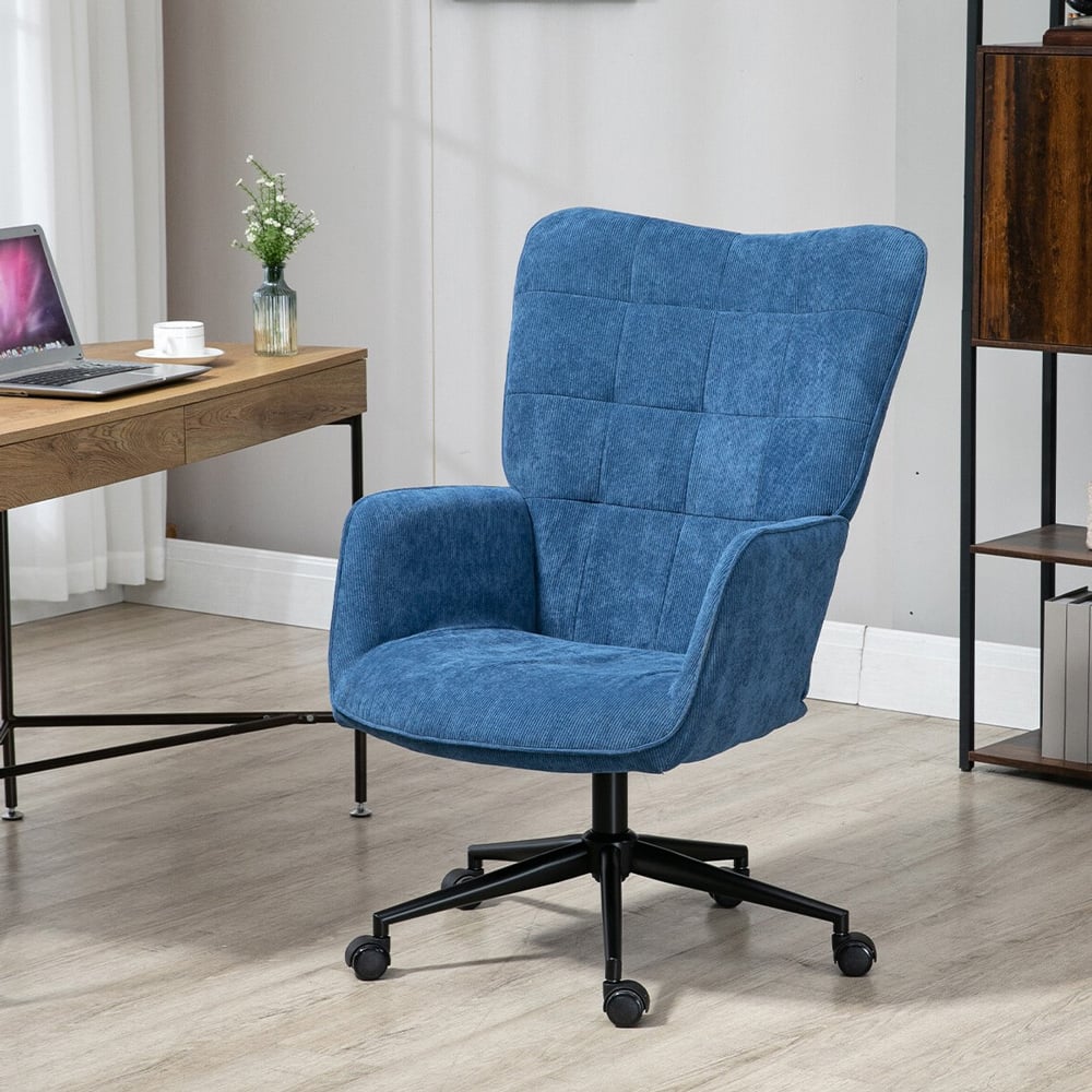 Sutton Blue Corduroy Swivel Office Chair Image 6