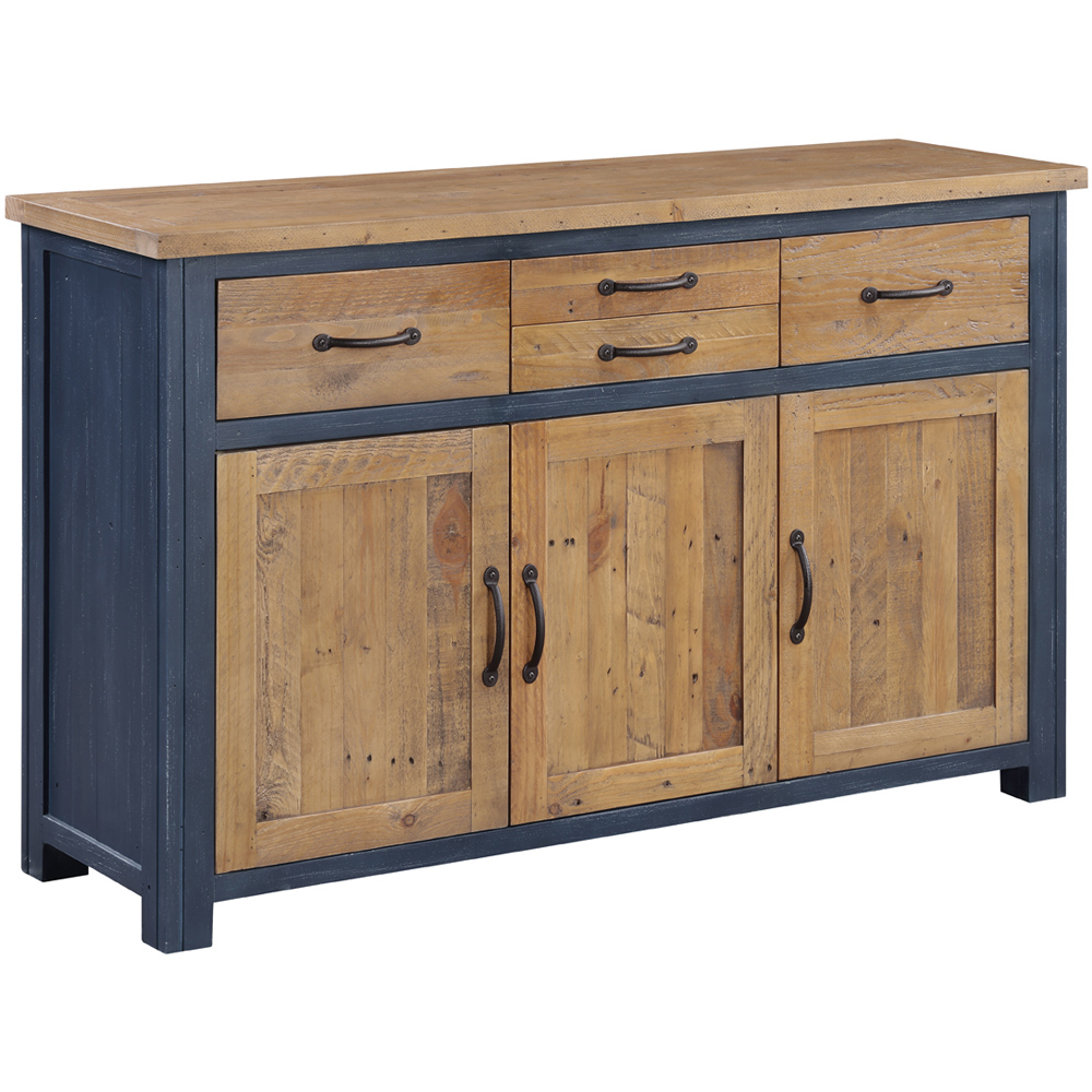 Baumhaus Splash of Blue 3 Door 4 Drawer Wooden Blue Sideboard Image 2