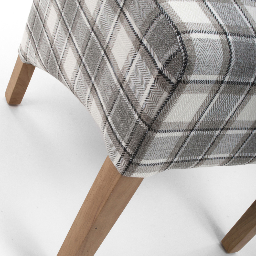 Krista Set of 2 Herringbone Check Cappuccino Roll Back Dining Chair Image 5
