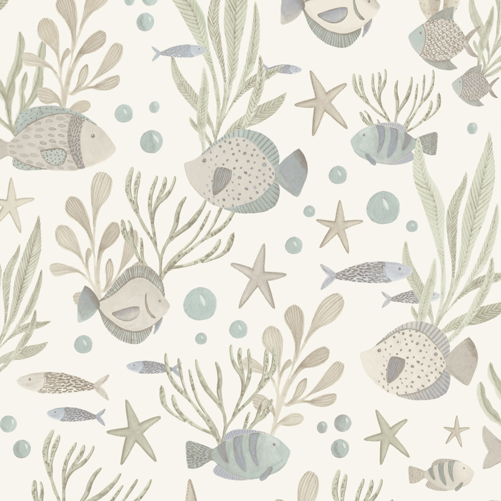 Grandeco Nemo Sealife Fish Mauve and Sage Wallpaper Image 3