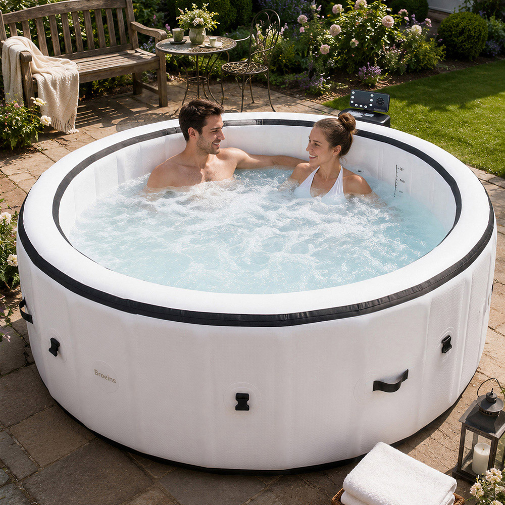 Living and Home 6 Person White Inflatable Hot Tub with Bubble Massage Image 2