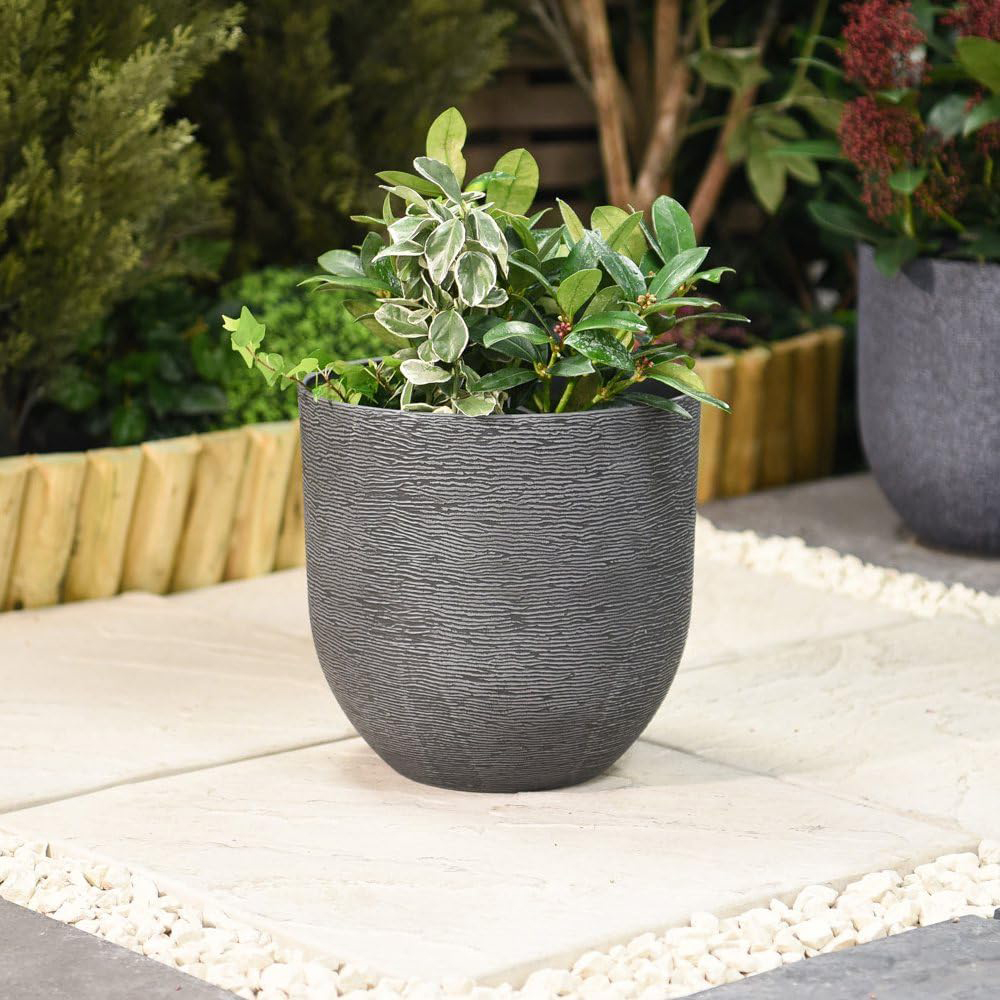 Garden Gear Dark Grey Stone Effect Planter 26cm Image 2