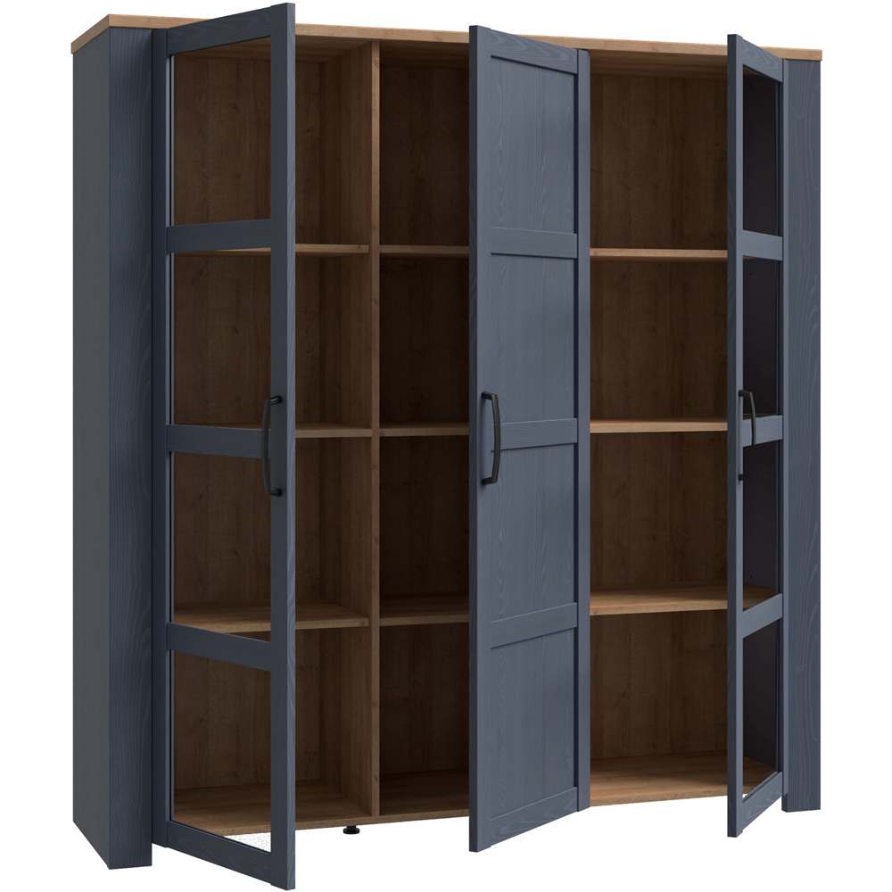 Florence Bohol 3 Door Riviera Oak and Navy Large Display Cabinet Image 4